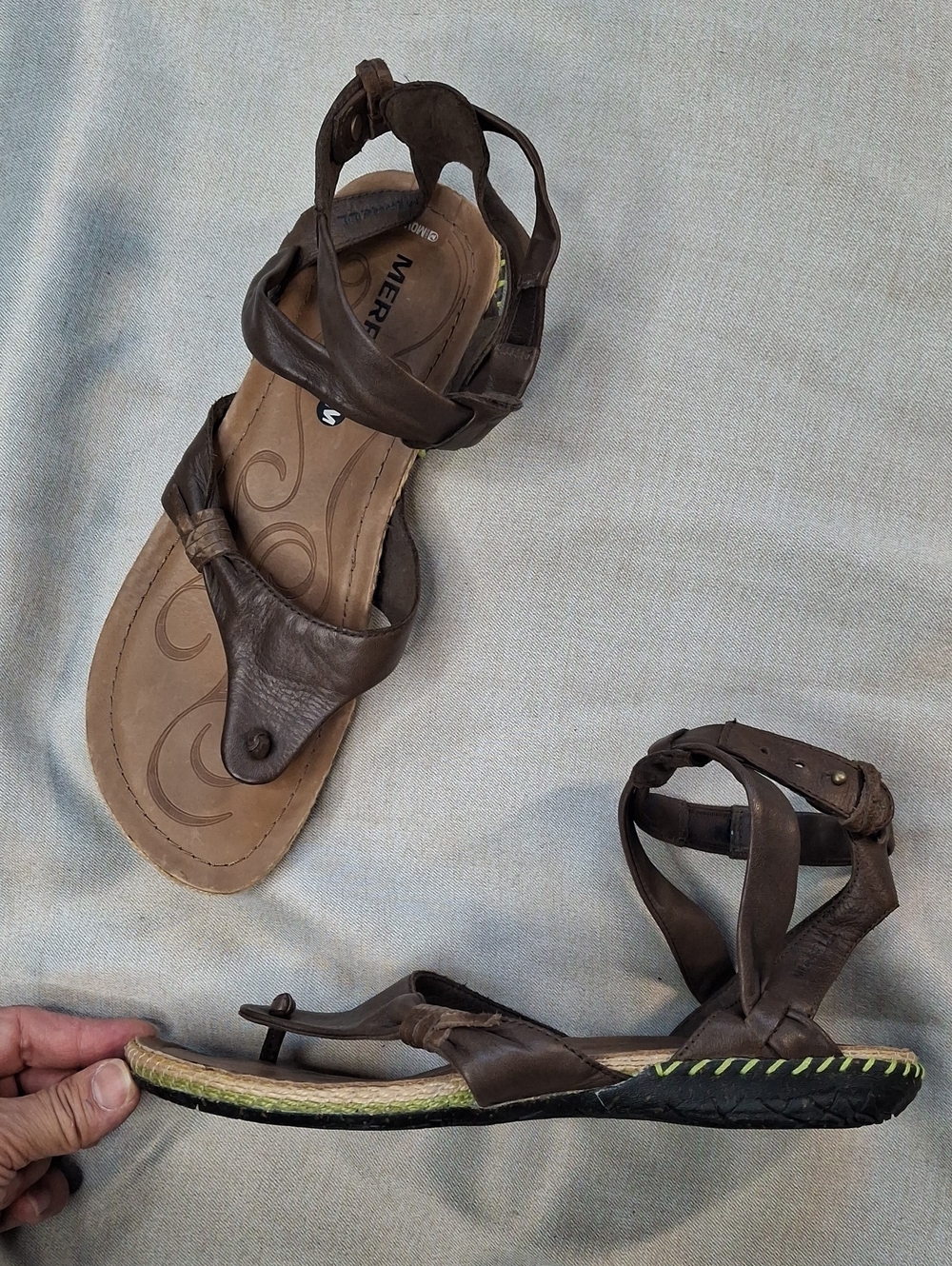 Merrell Dark Brown Leather Wrap Sandals